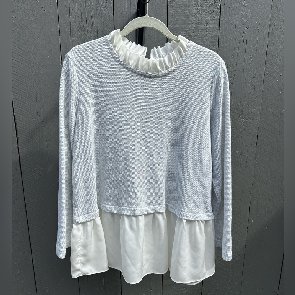 LAST CALL! Beachlunchlounge Grey/White Blouse Top XL